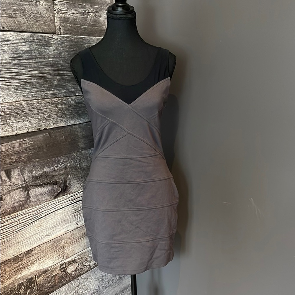 Express Gray Bodycon Mini Dress Sweetheart Neckline